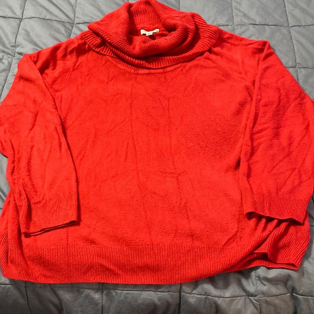Red cowl neck sweater